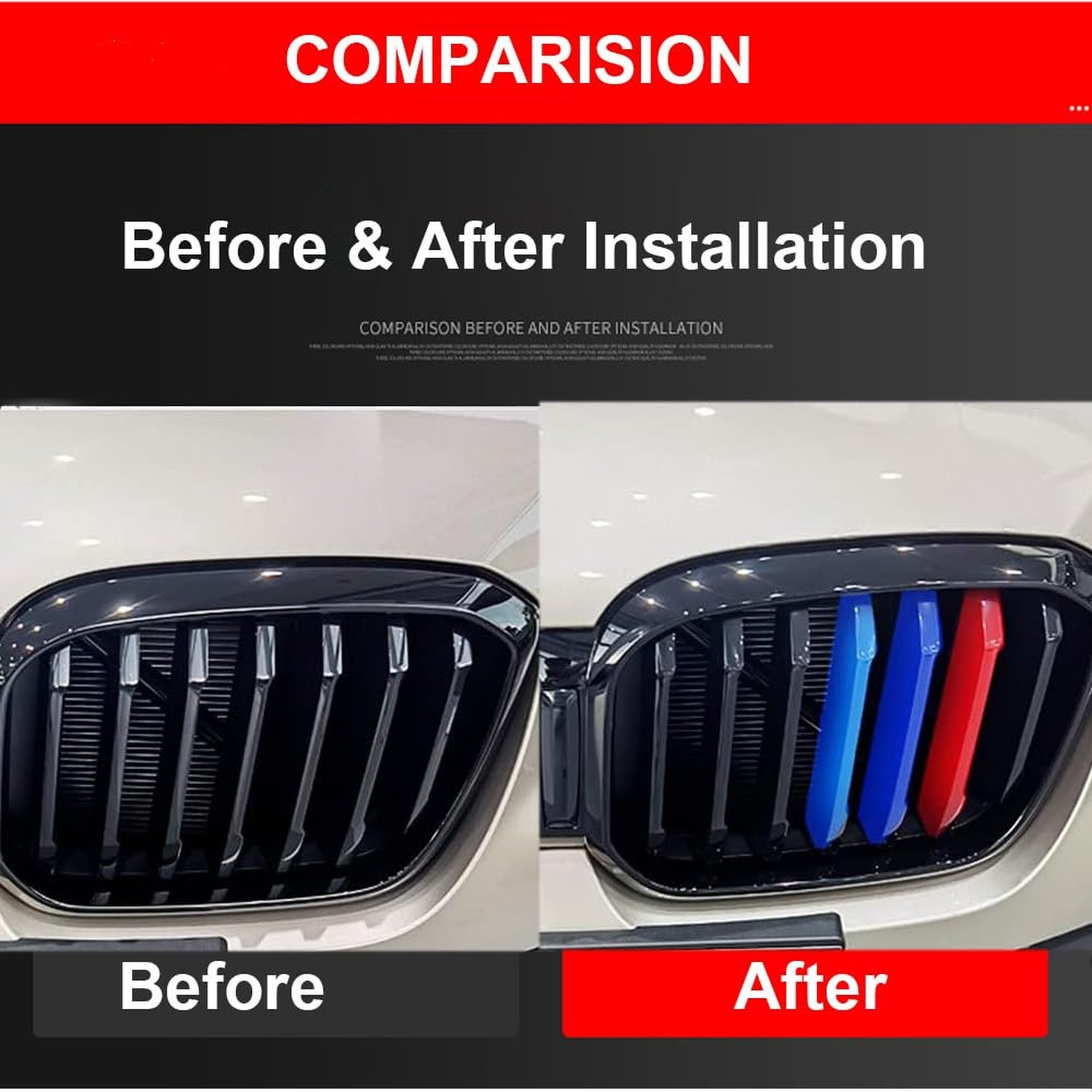 1Set(3pcs) Automotive Front Grille Stripe Insert Trims Comaptible with BMW 20...