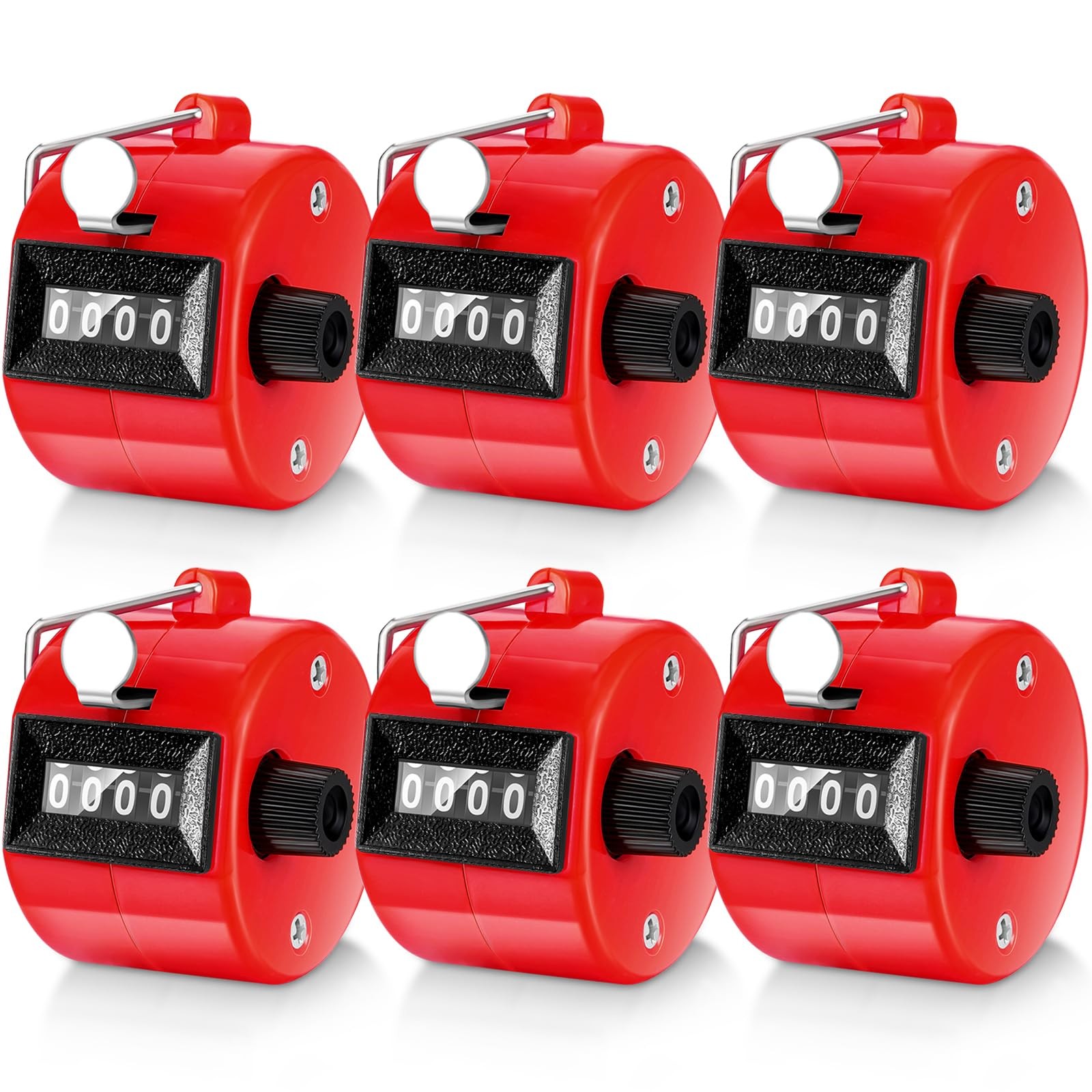 Hand Tally Counter 4 Digit Mechanical Palm Clicker Plastic Metal Ring 6 Pack Gol