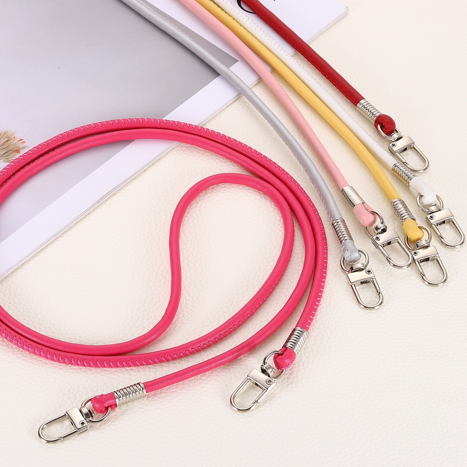 Crossbody Replacement Chain Strap, 120cm Thin Soft PU Strap (Silver)