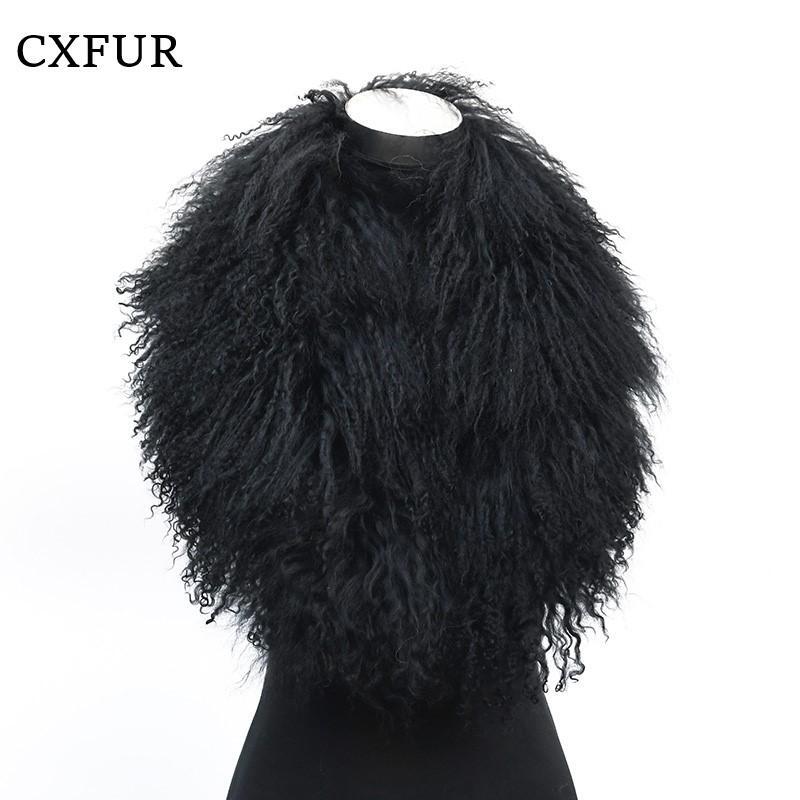 Cx-a-52m Real Mongolian Lamb Fur Scarf Collar Detachable Luxury Fur for Women