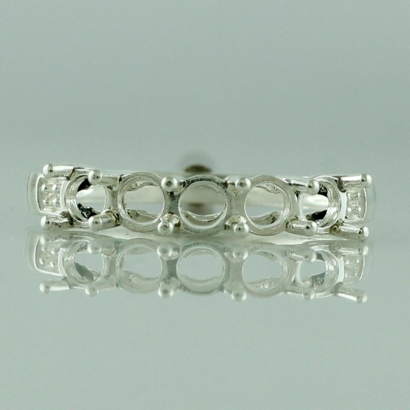 925 Sterling Silver 3.5mm Round Semi Mount Eternity Ring For Wedding Ring