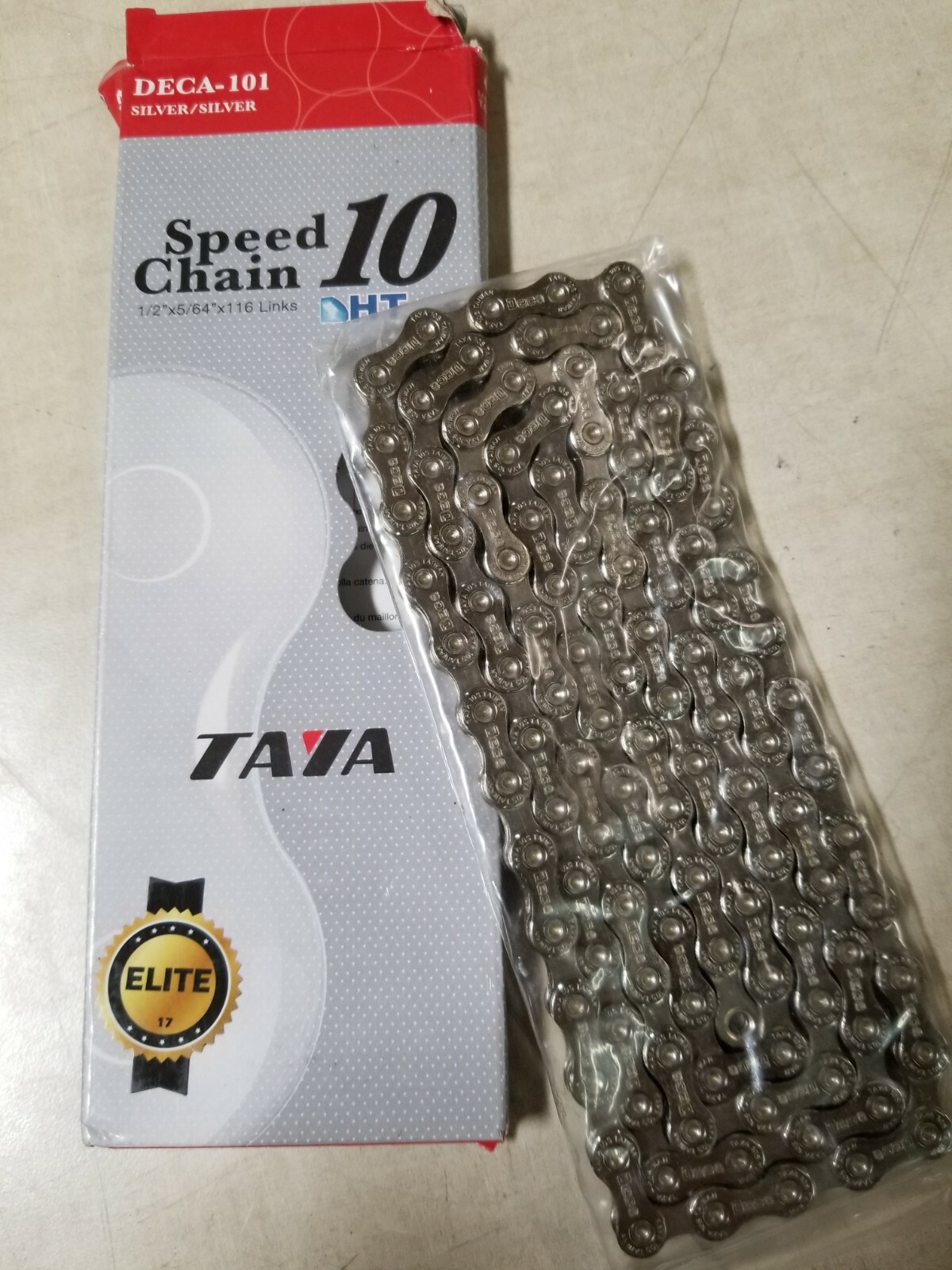 TAYA DECA-101 DHT 10 Speed Chain, 116 Links- Silver (Silver)