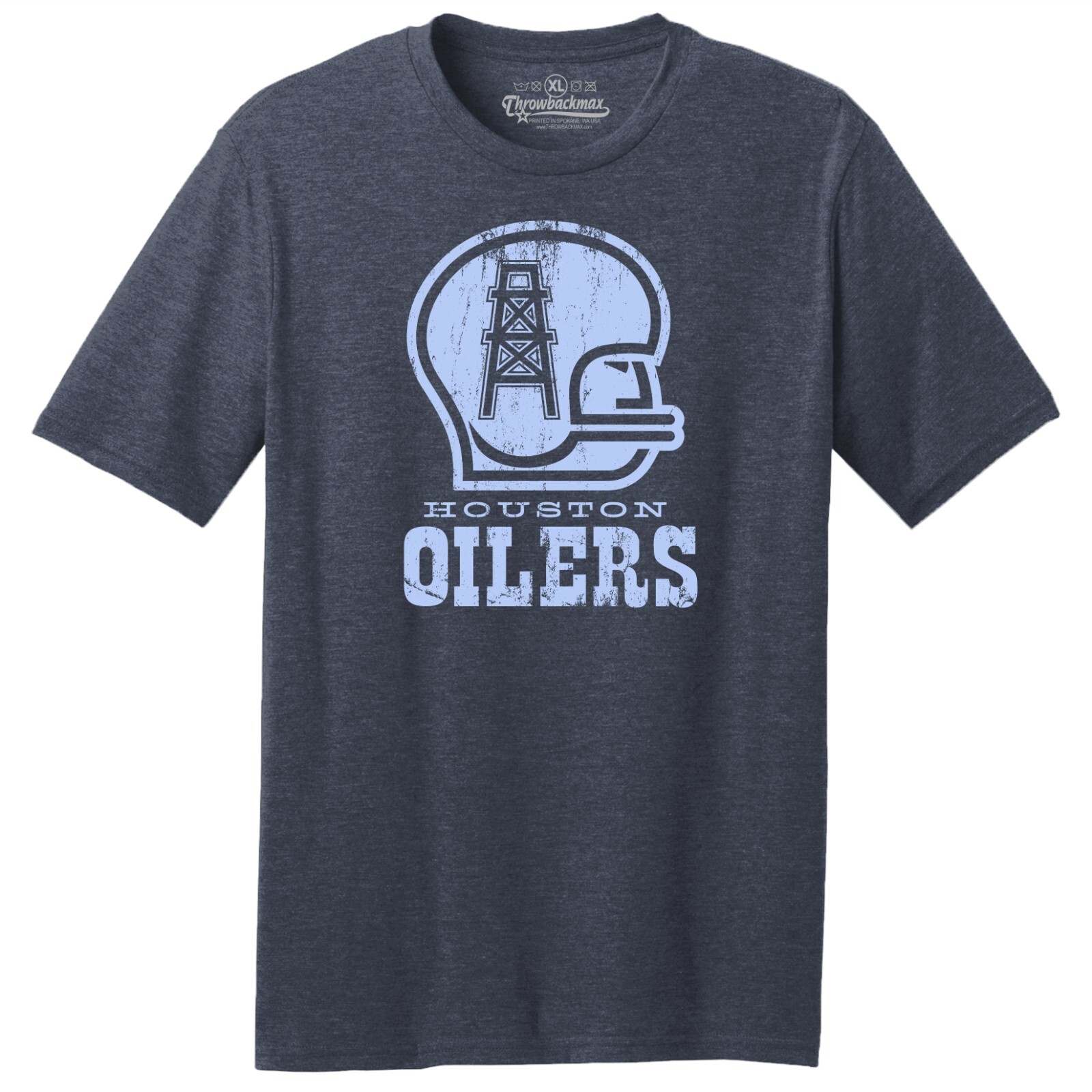 Houston Oilers 1960 AFL Football TRI-BLEND Tee Shirt - Houston Texans
