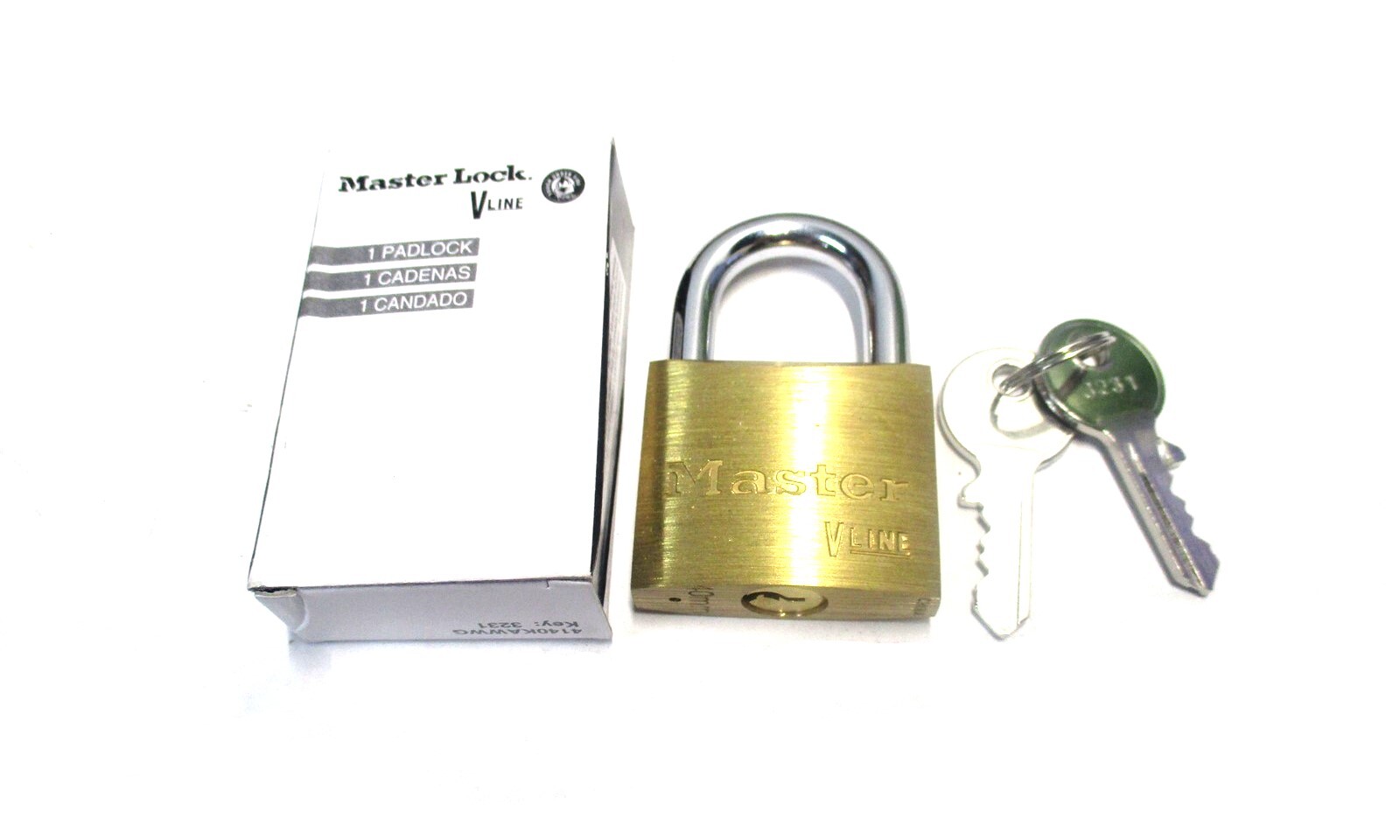 Master Lock (4YH24) Gold Rectangle Keyed Alike Standard Shackle Padlock & 2 Keys