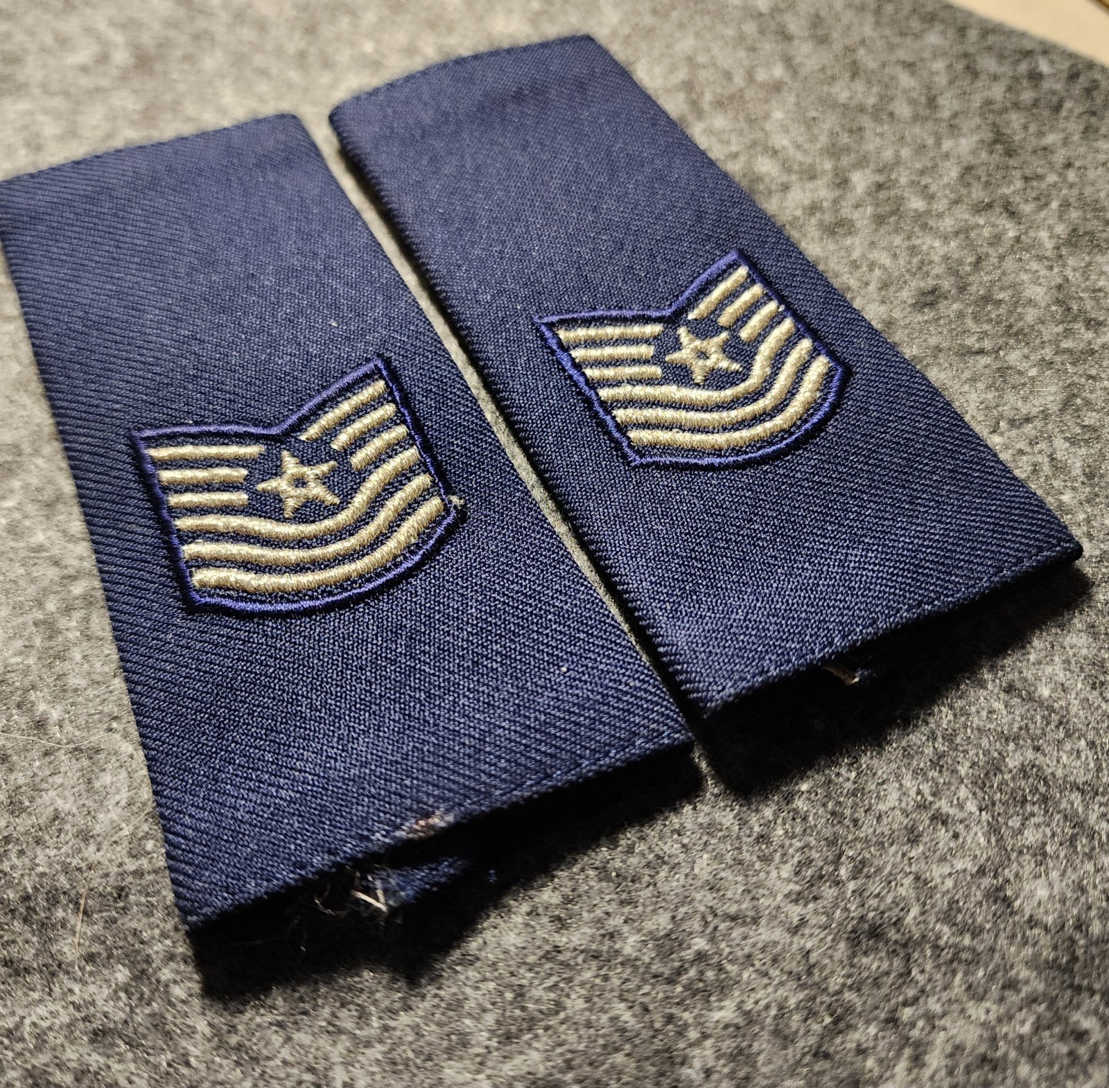 U. S. Air Force Master Sergeant E-7 Collar Insignia and Epaulets - Dated 4/85