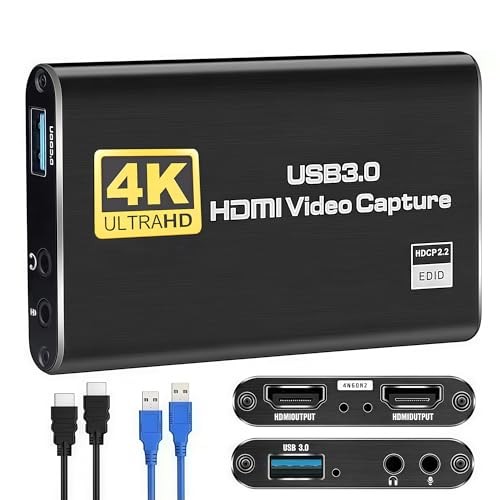 4K HDMI Video Capture Card USB 3.0 1080P 60FPS Game Streaming for PS5 PC Mac