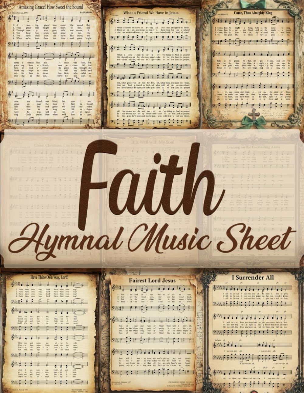 Faith Hymnal Music Sheet: Vintage Images of Hymn Songs for Paper Crafts, Mixed M