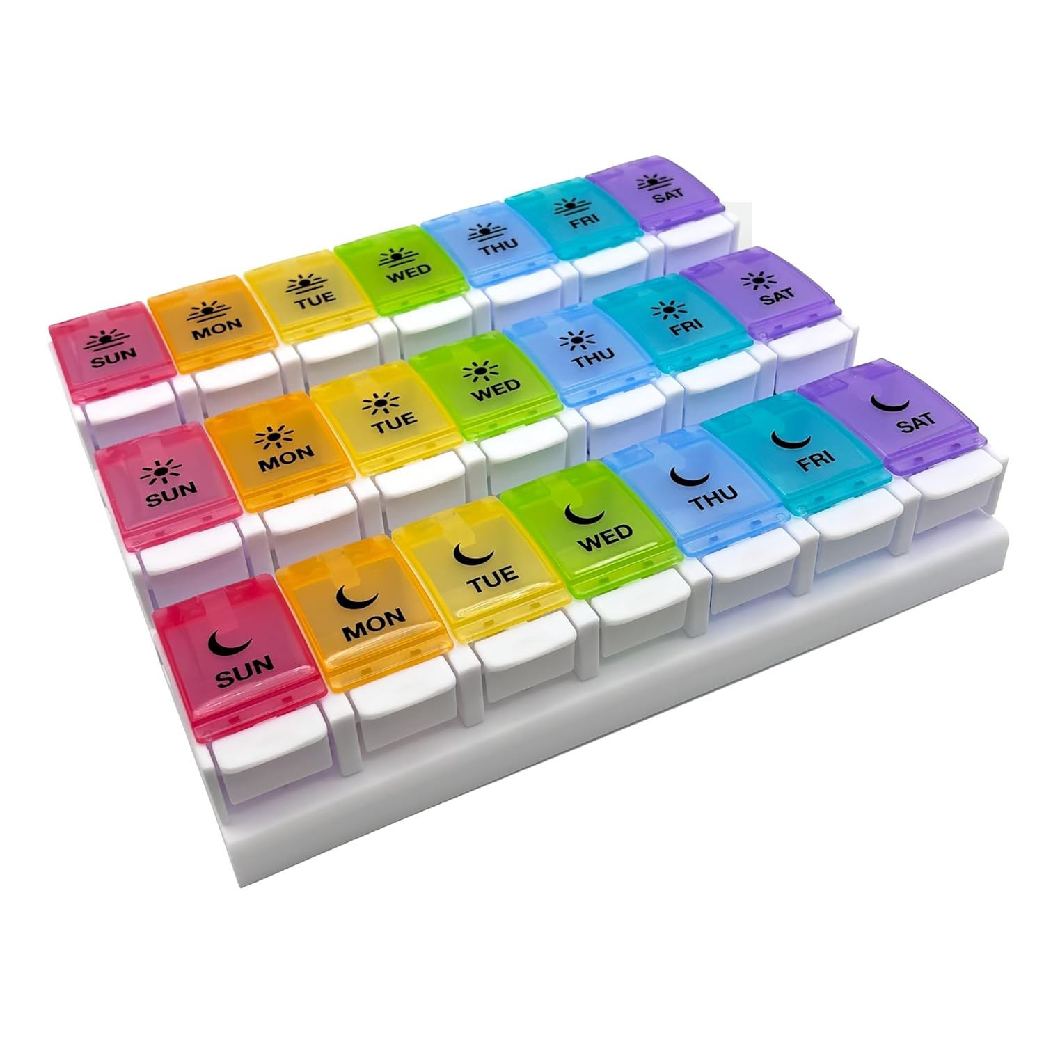Weekly (7-Day) Pill Case, Daily Medicine Planner, Vitamin Organizer Container, L