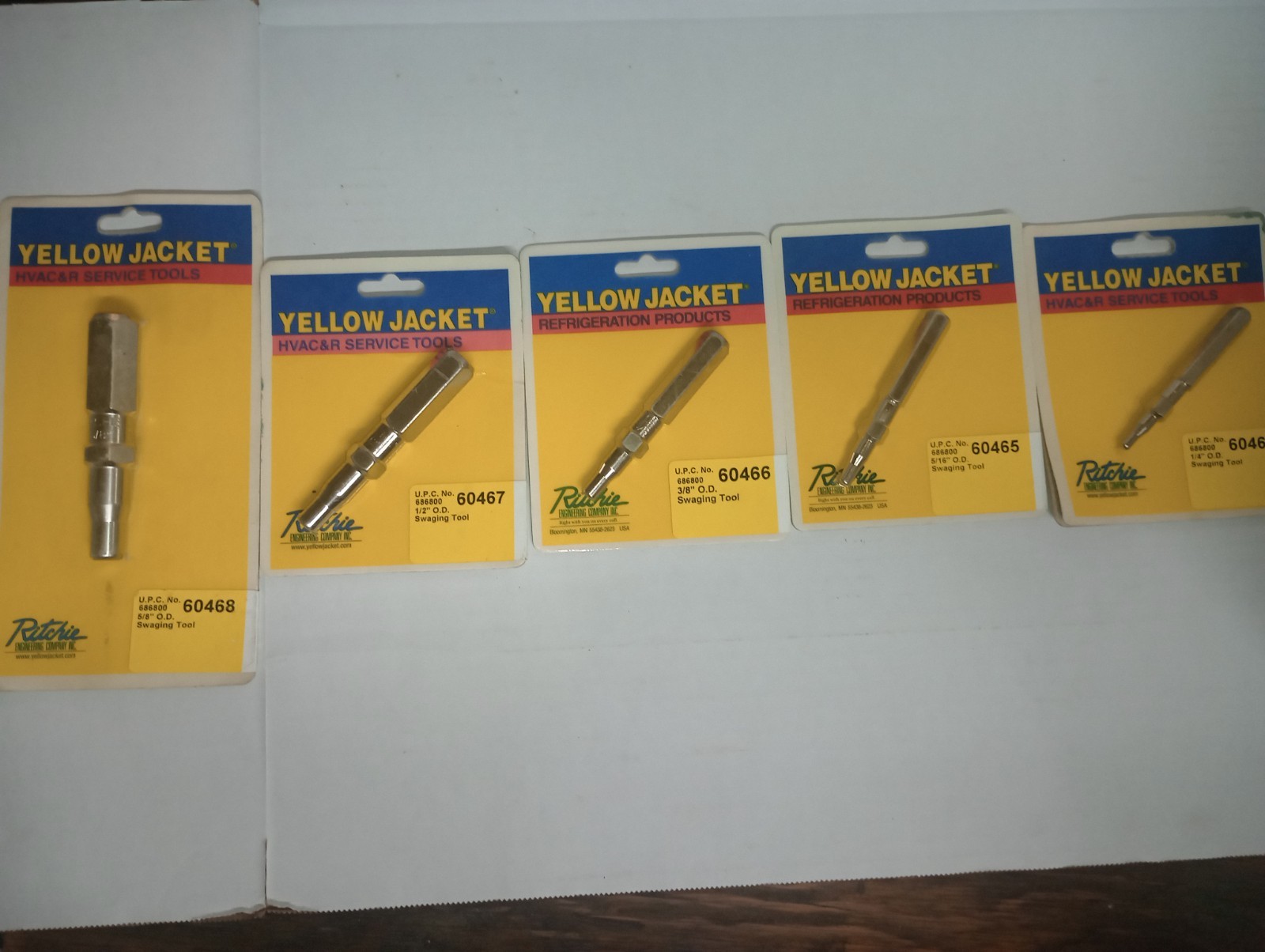 Yellow Jacket Swaging Tools /Punch 1/4, 5/16, 3/8, 1/2, 5/8 Ritchie Eng. 5pc set