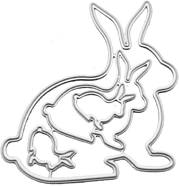 Silver Rabbit Cutting Dies Easter Bunny Metal Craft Embossing silver