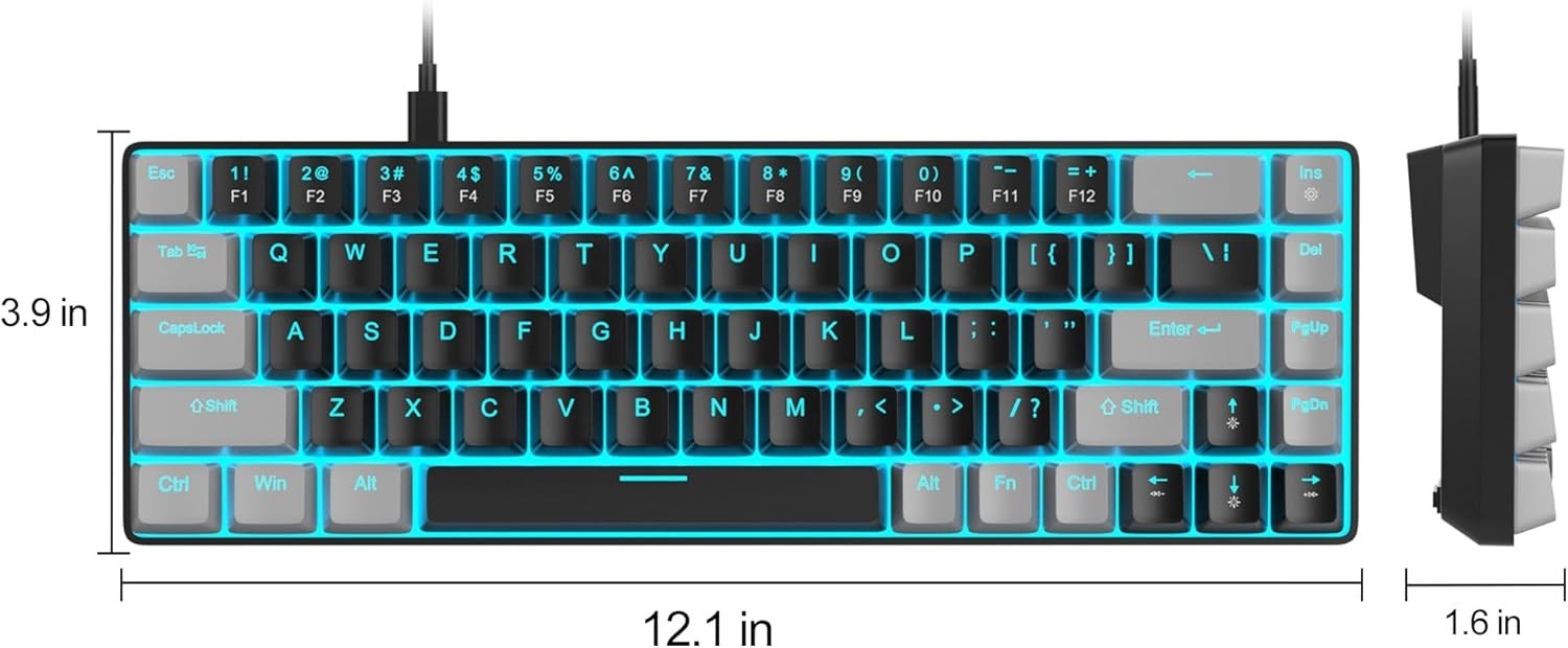 Space-Saving 68 Keys Mechanical Gaming Keyboard with USB Connectivity - MK-Box