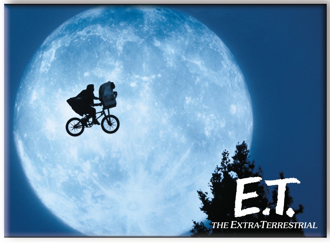 E.T. the Extra-Terrestrial Riding In Front of Moon Poster Refrigerator Magnet