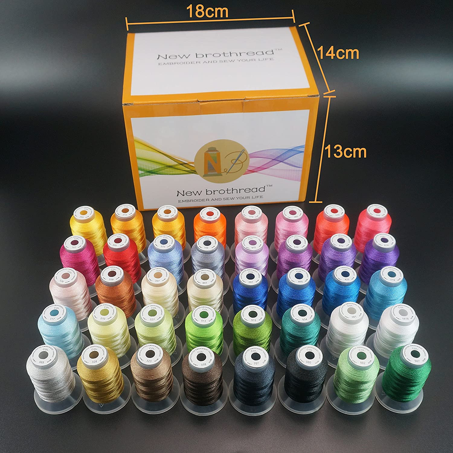New brothread 40 Colors Compatible with Brother Polyester Embroidery Machine Thr