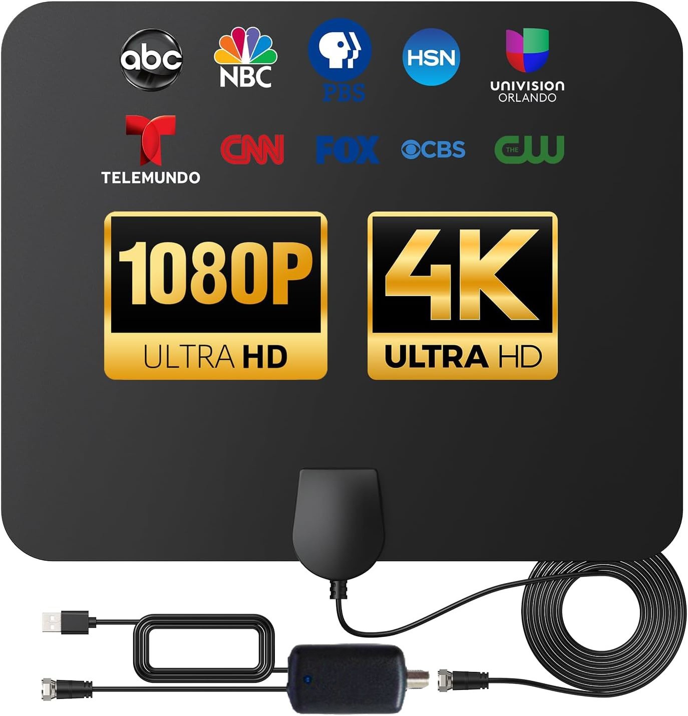 2025 Upgraded HD Digital TV Antenna Indoor Outdoor Long Range Reception 4K 1080P