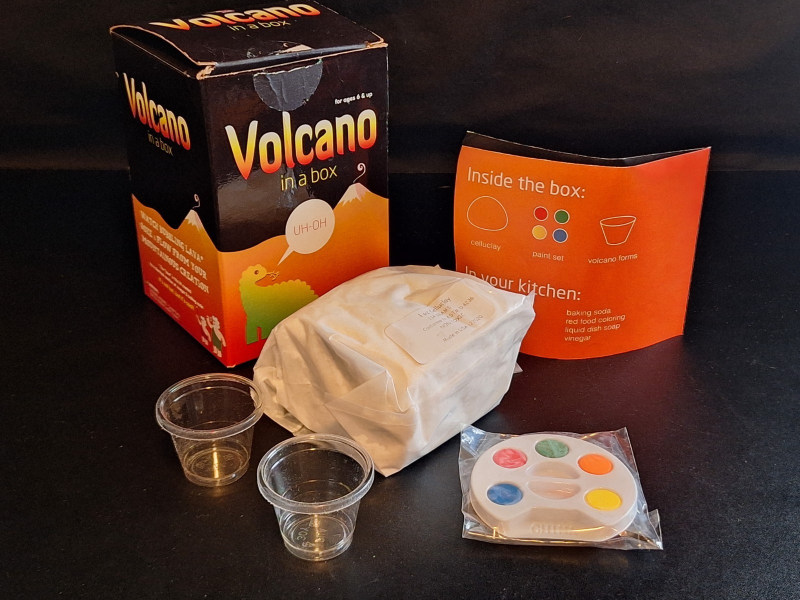 "Volcano in a Box" Science Kit for Kids; Mix, Sculpt, Paint, ERUPT! Complete Kit