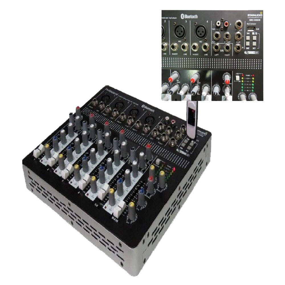 6 Channel Audio Sound Mixer Function Recording Mixing Console Effects USB Mix