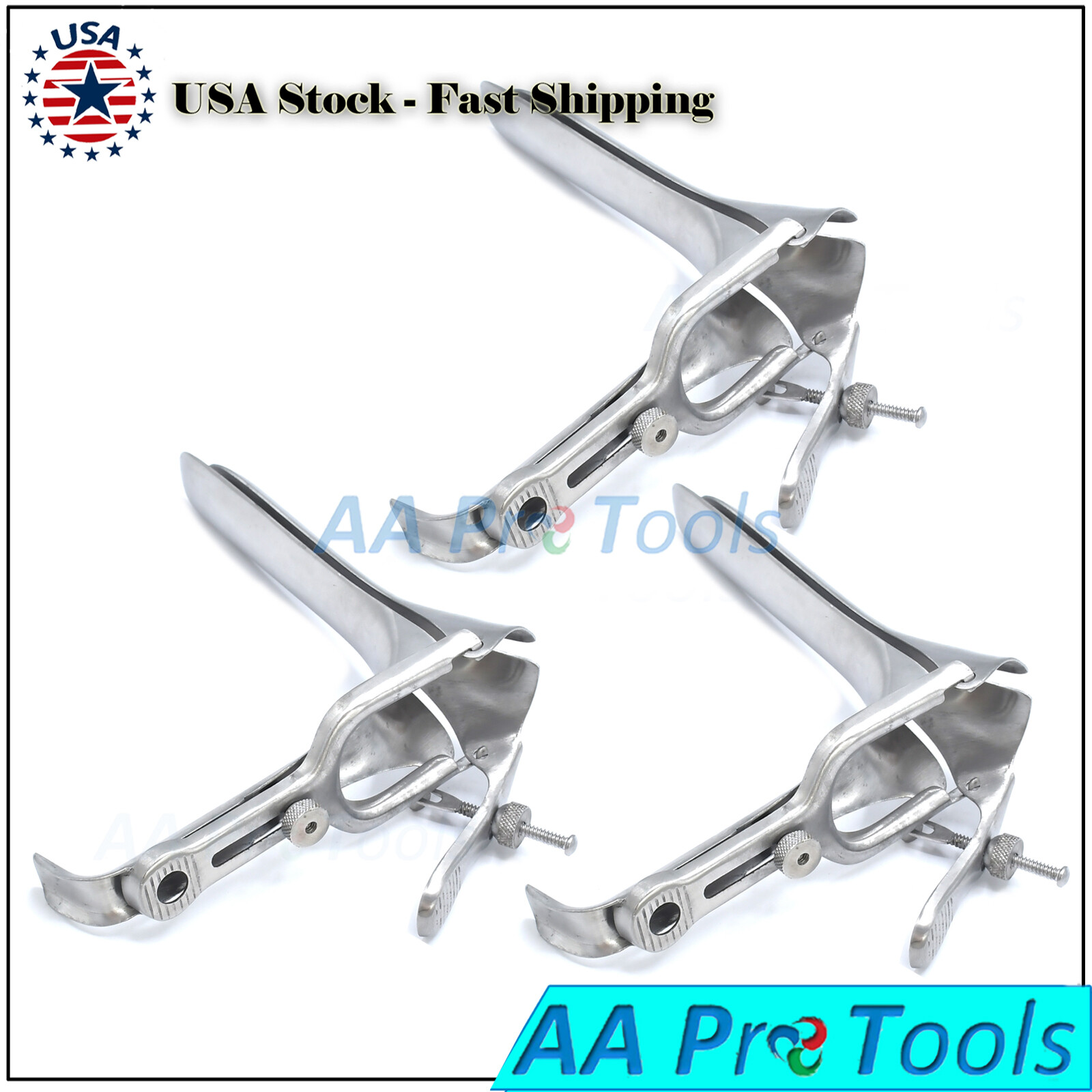 3 Pcs PEDERSON VAGINAL SPECULUM Size-Small Narrow Blades Surgical Instruments