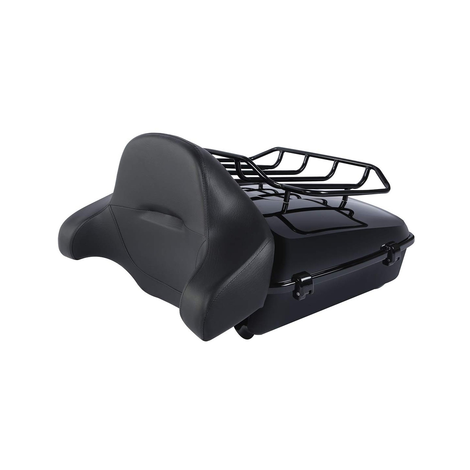 Chopped Tour Pack Trunk W/Black Luggage Rack & King Backrest For Harley Tour ...