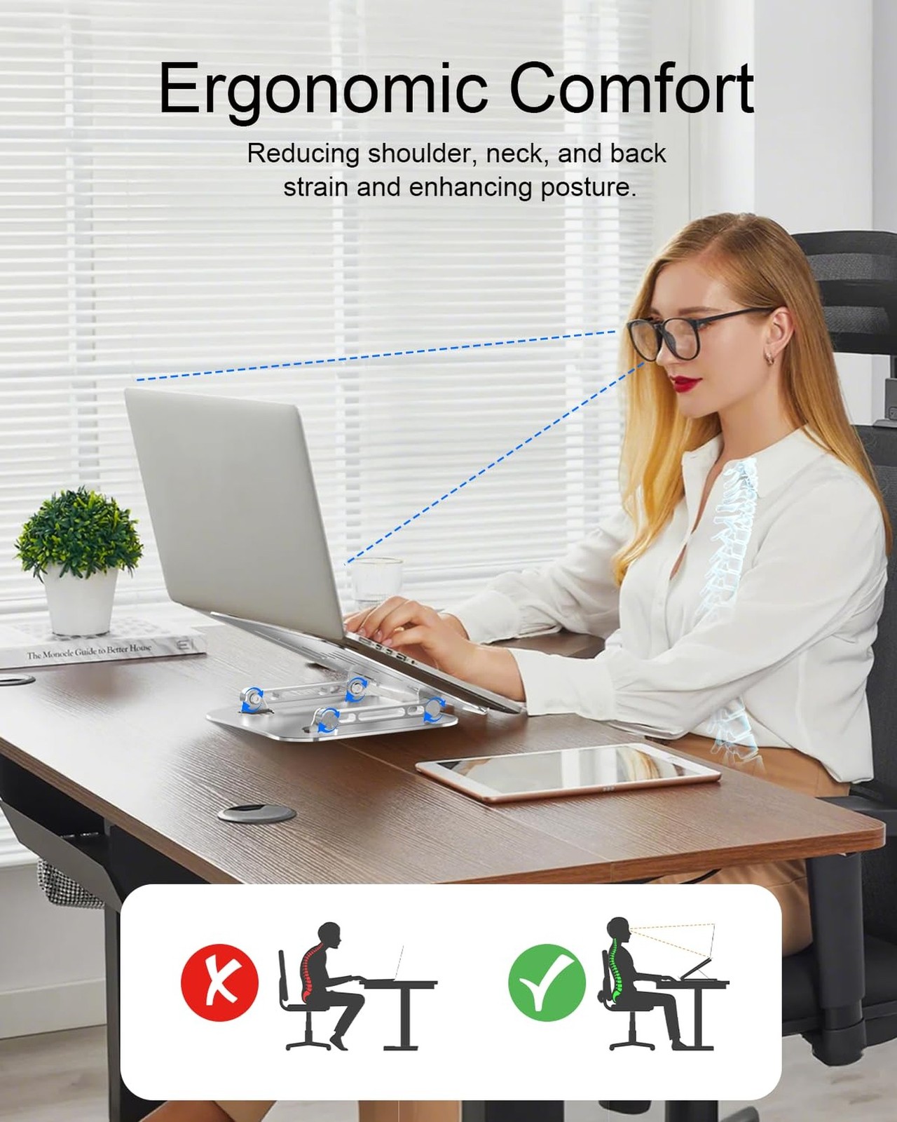 Laptop Stand for Desk Adjustable Computer Stand Foldable Laptop Riser Noteboo...