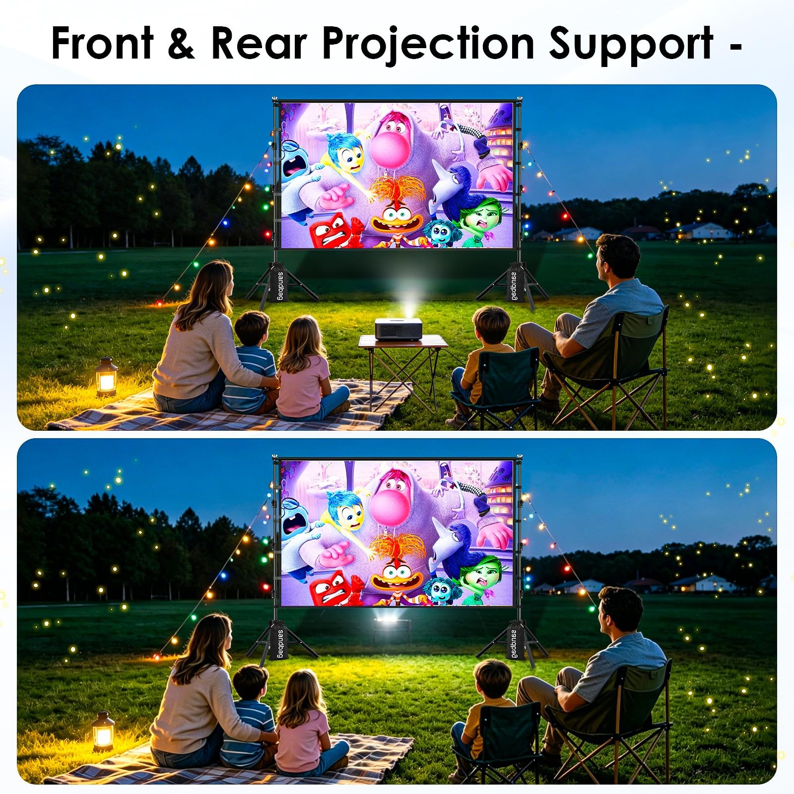 Outdoor Projector Screen with Stand,Portable 120 Inch Projector Screen Adjust...