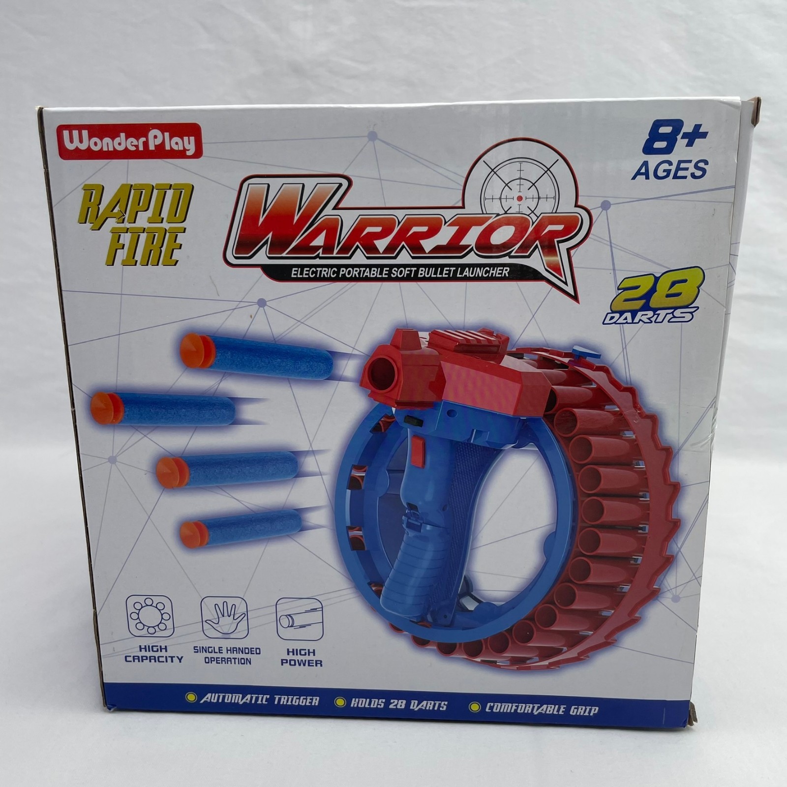 Warrior Electric Rapid Fire Dart Blaster Soft Tip Automatic Foam Bullet Launcher