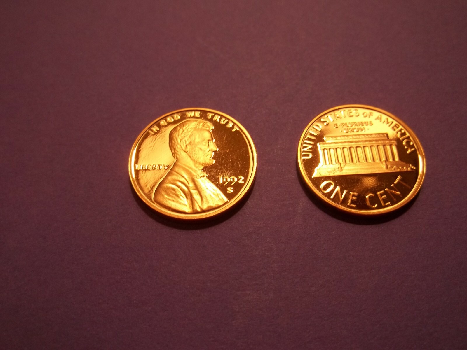 1992 "S" Proof Gem Lincoln Cents taken from PROOF Sets