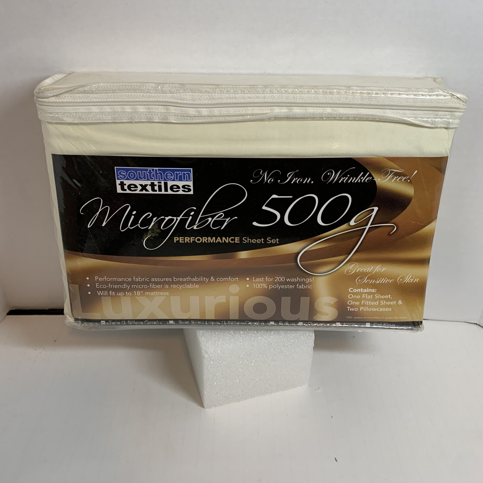 Southern Textiles Microfiber 500g Twin Sheet Set With Pillowcase Cream