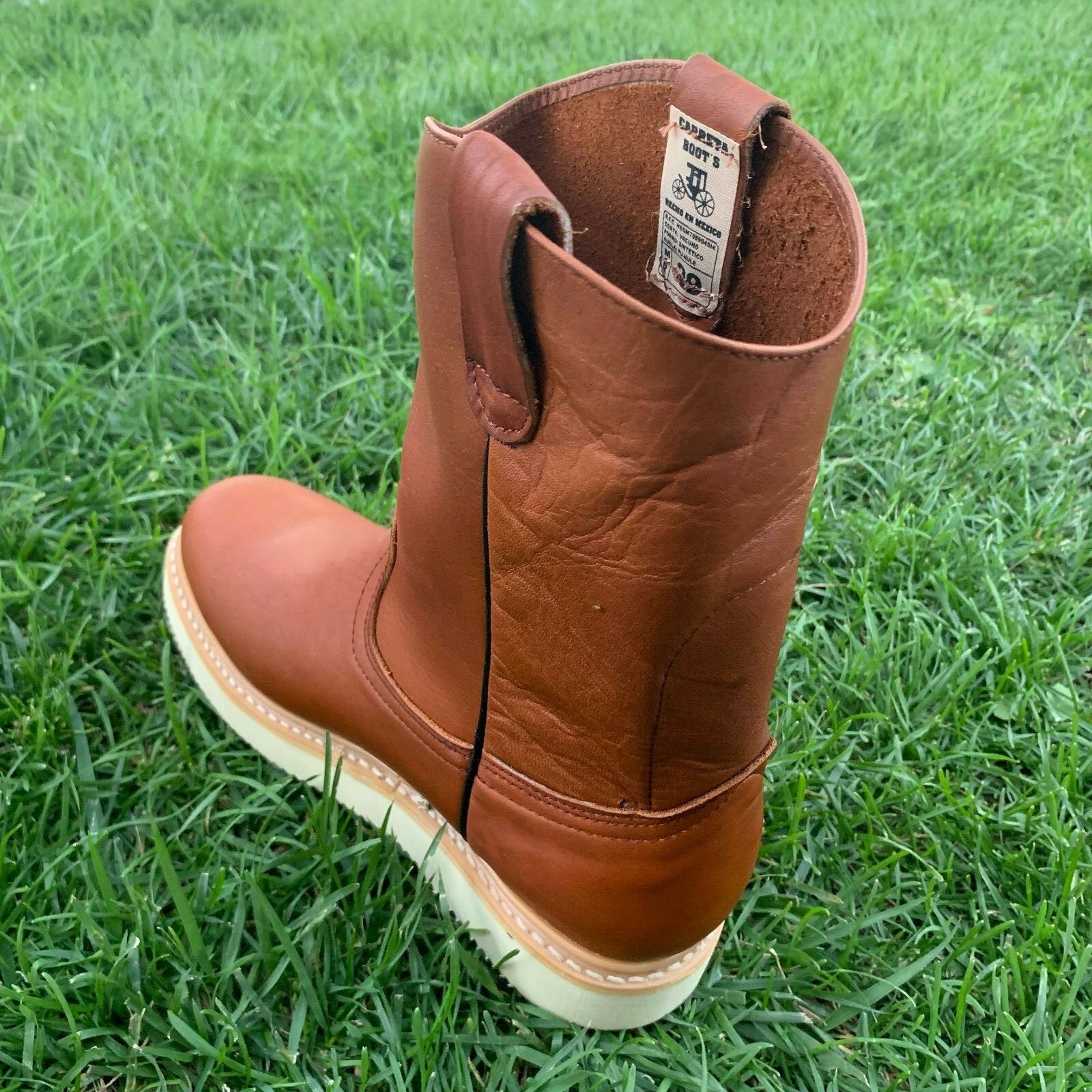 Men's STEEL TOE Leather Work Boots Light Weight Pull On Water Oil Resistant 415