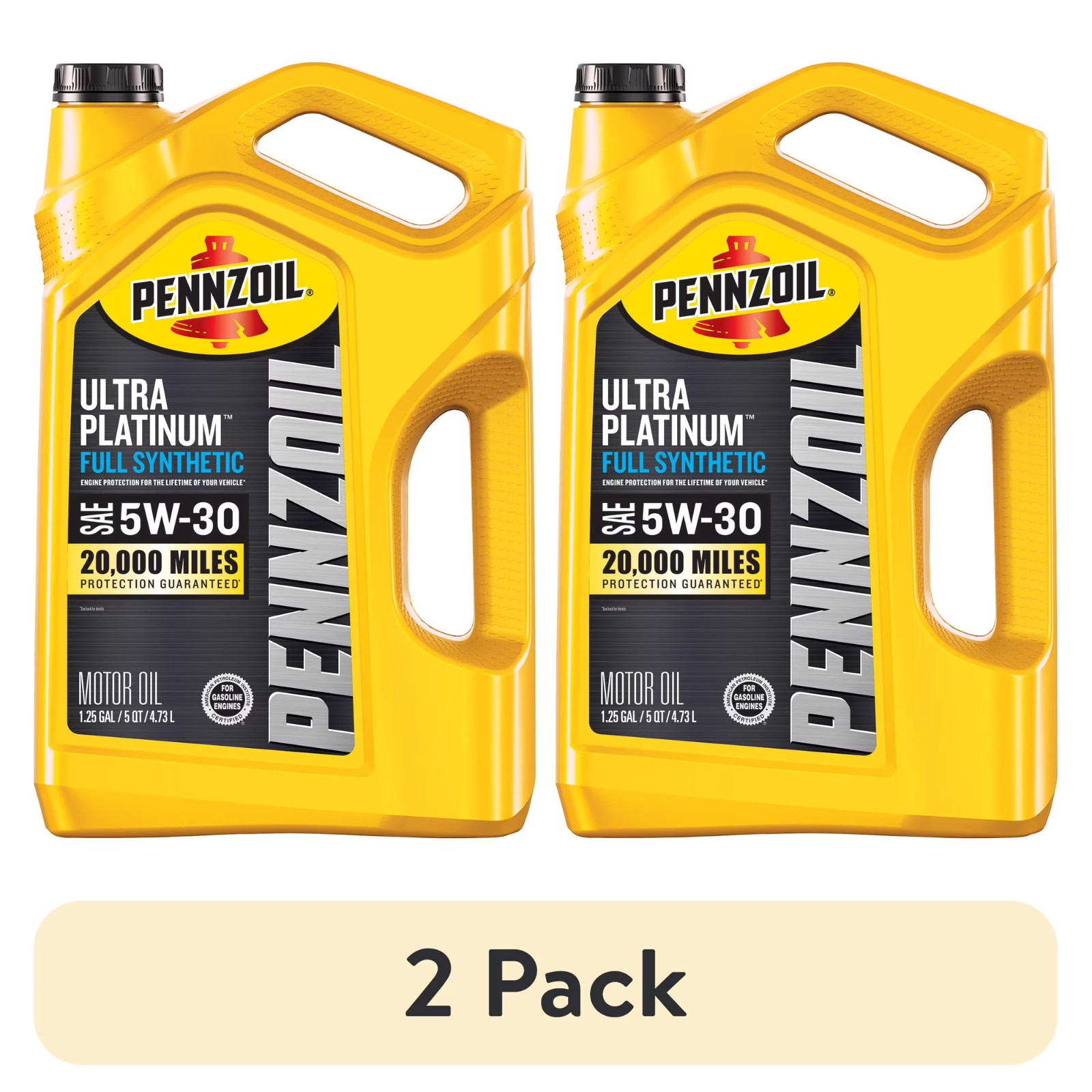 (2 pack) Pennzoil Ultra Platinum Full Synthetic 5W-30 Motor Oil, 5 Quart