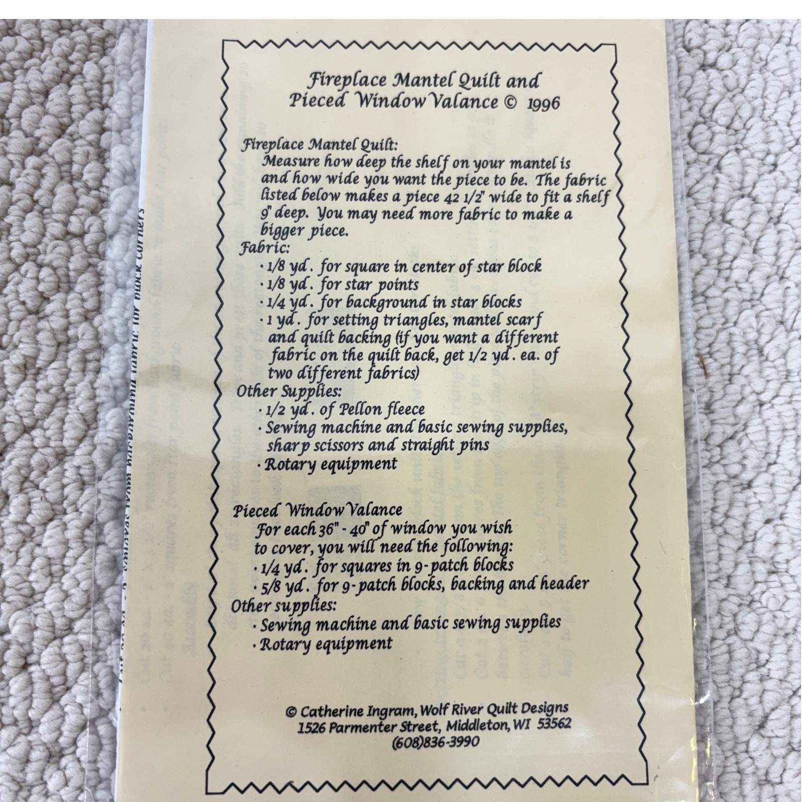Fireplace Mantel Quilt & Pieced Window Valance Pattern Wolf River Quilt Designs