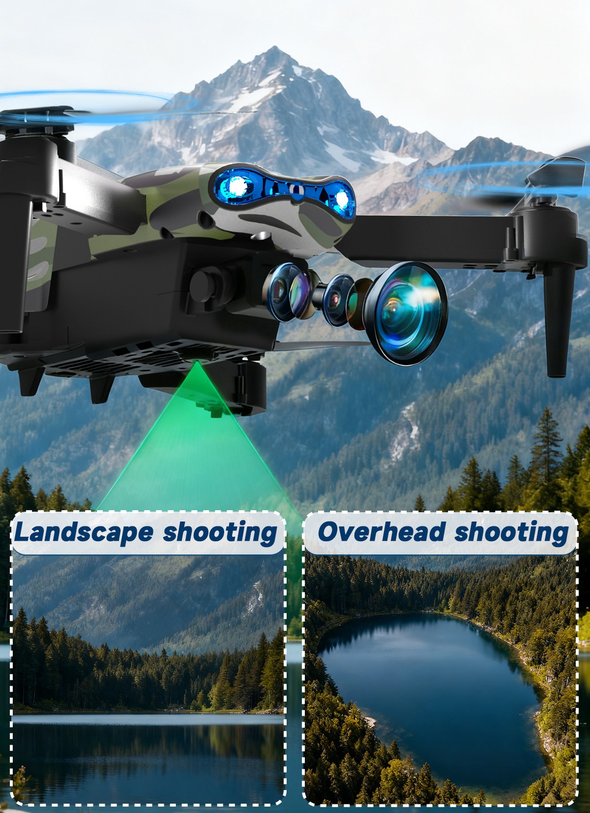 360° Obstacle Avoidance RC Quadcopter, Triple Camera Brushless Flying Drone