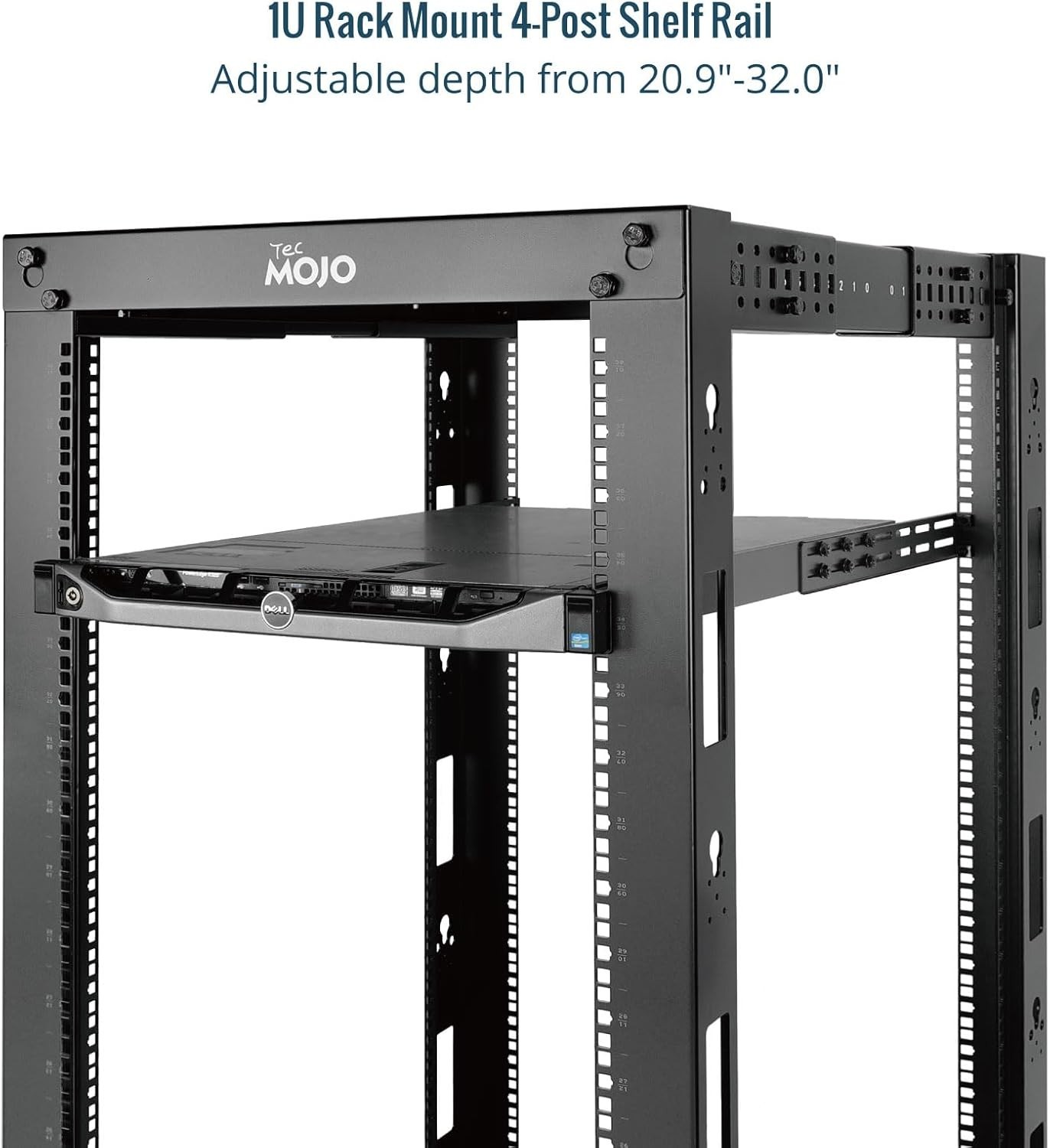 1U Universal Rack Mount Rails,4-Post Server Rack Shelf Rail with 20.9"-32" Ad...