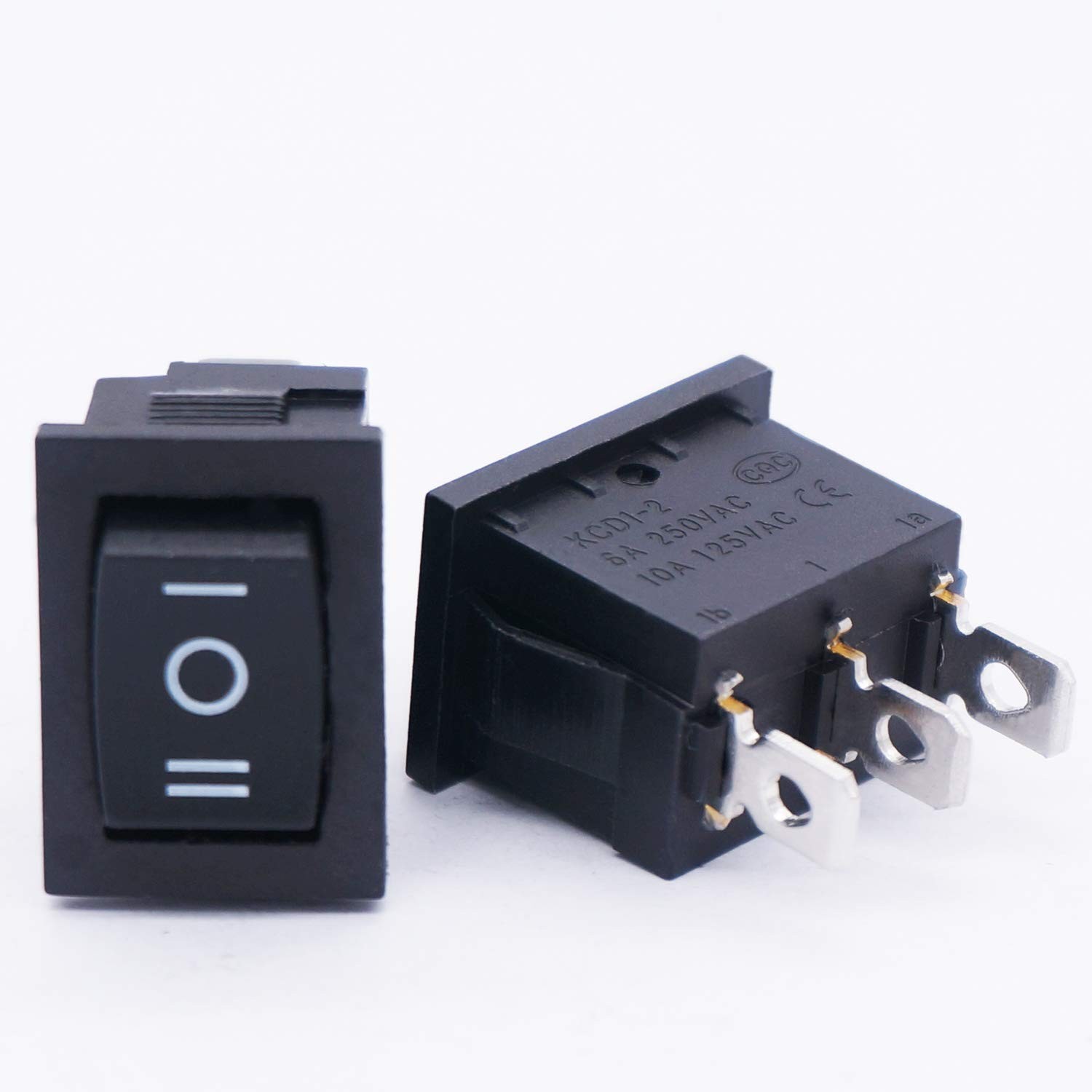 TWTADE / 4Pcs Square Momentary Rocker Switch (ON)/Off/(ON) - KCD1, Black