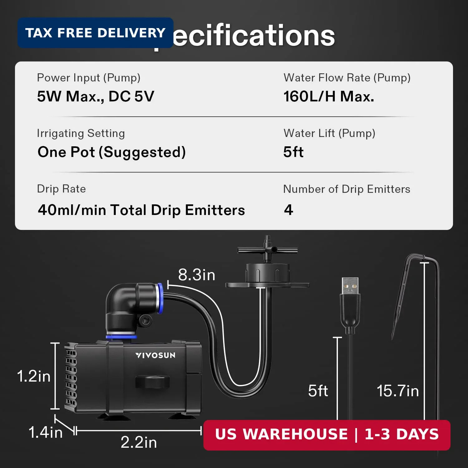 FlexFeed Drip Irrigation Kit, 4W Automatic Irrigation System with Pump &