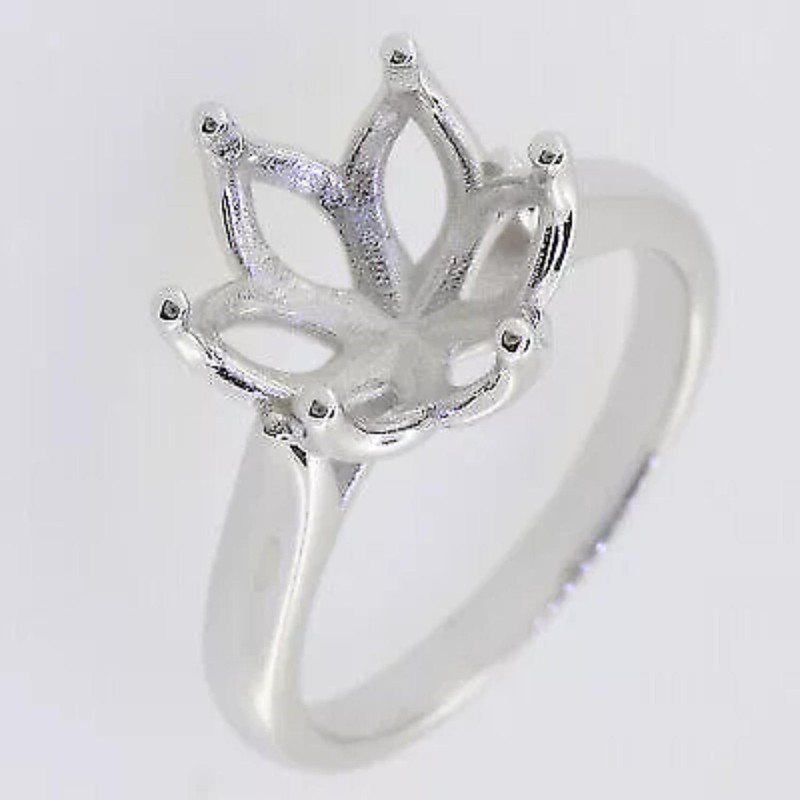 9MM Round Shape Semi Mount Ring Solitaire 925 Sterling Silver Ring For Women