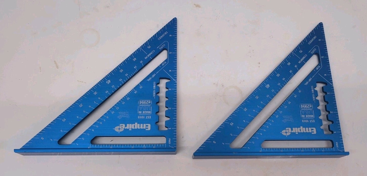 LOT OF 2 Empire E2994 7" Laser Etched  Rafter Square