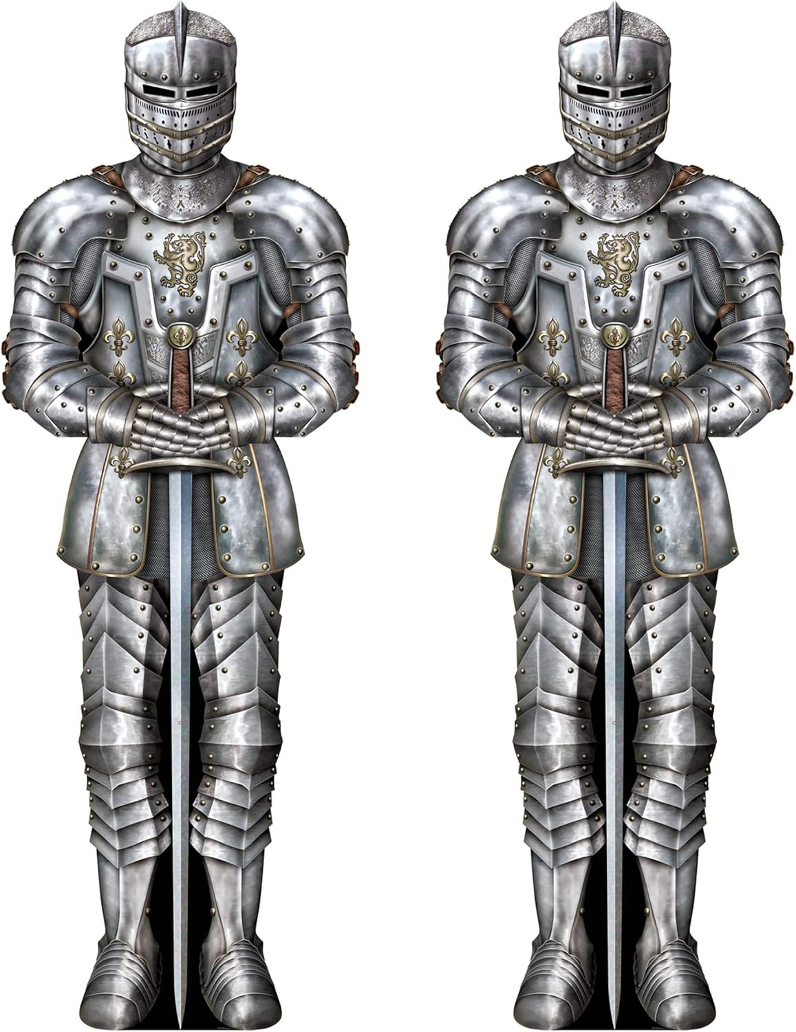 Knight Suit of Armor Photo Prop Backdrop, 6' Tall, Set of 2 - Medieval Themed Pa