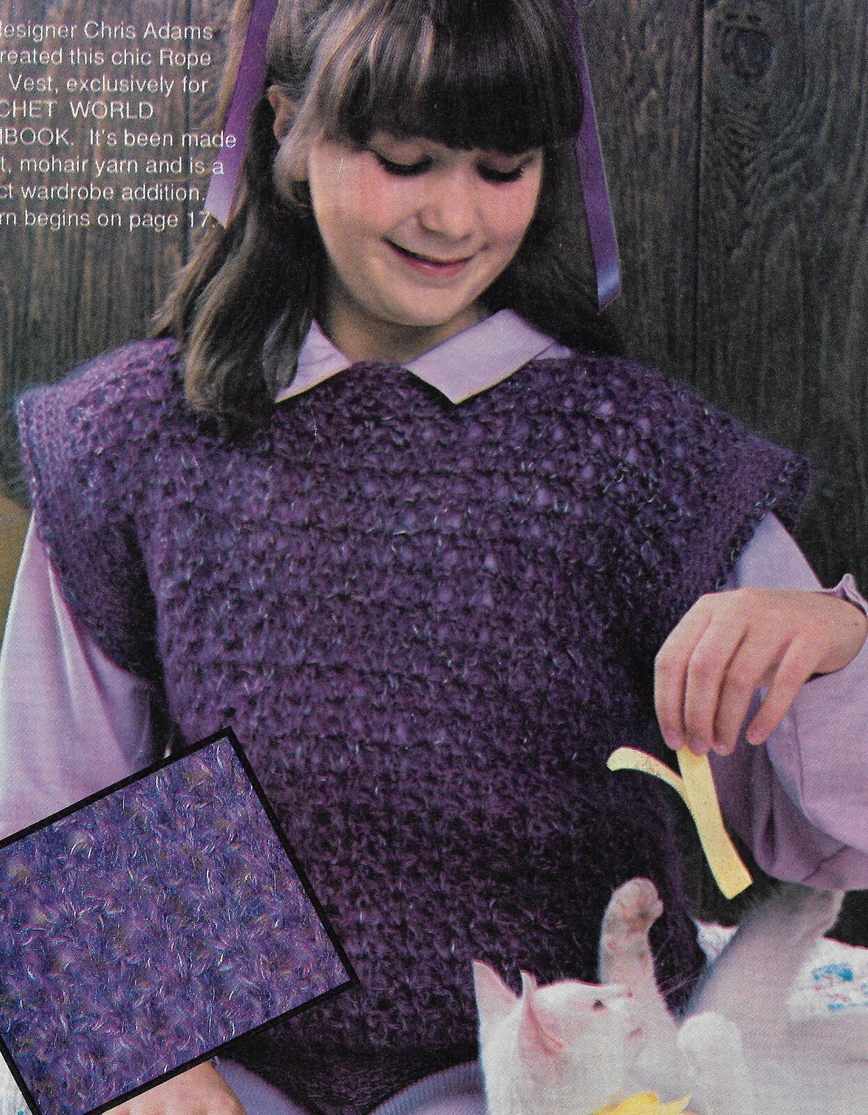 Child's Rope Stitch Mohair Vest crochet pattern instructions