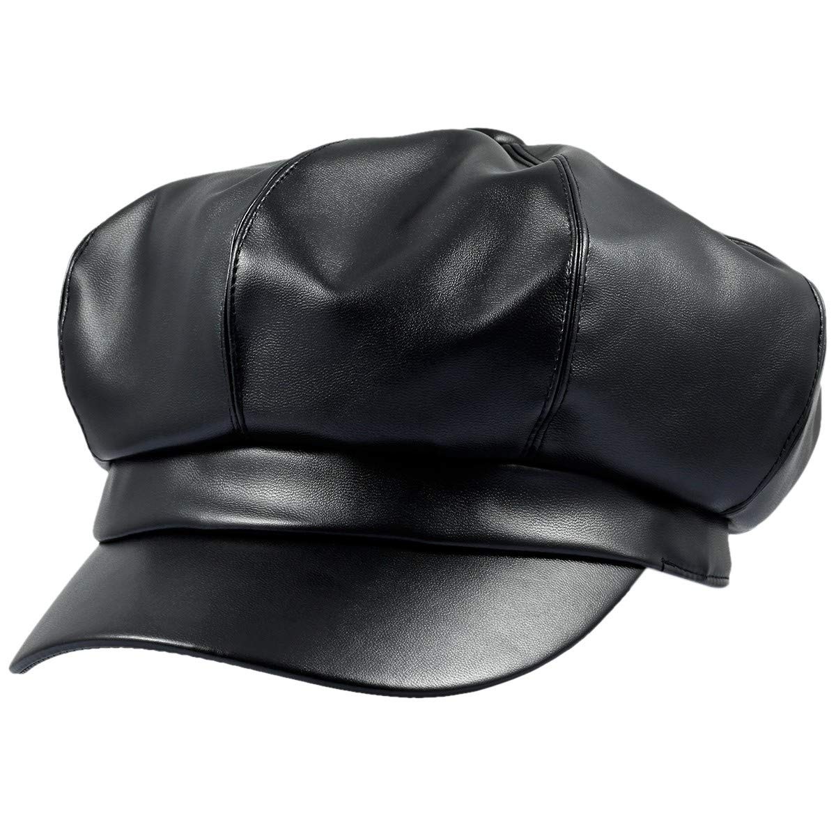 8 Panels Newsboy Caps For Women PU Leather Cabbie Painter Hat Gatsby Ivy Beret