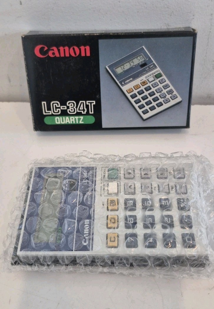 Vintage Canon LC-34T Quartz Pocket Alarm Calculator in Case Nos New 1980s