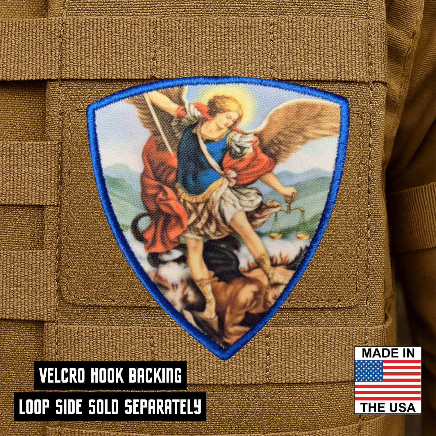 Saint Michael Printed Morale Patch, 2.6x3" Police LEO | VELCRO® Brand Fastener