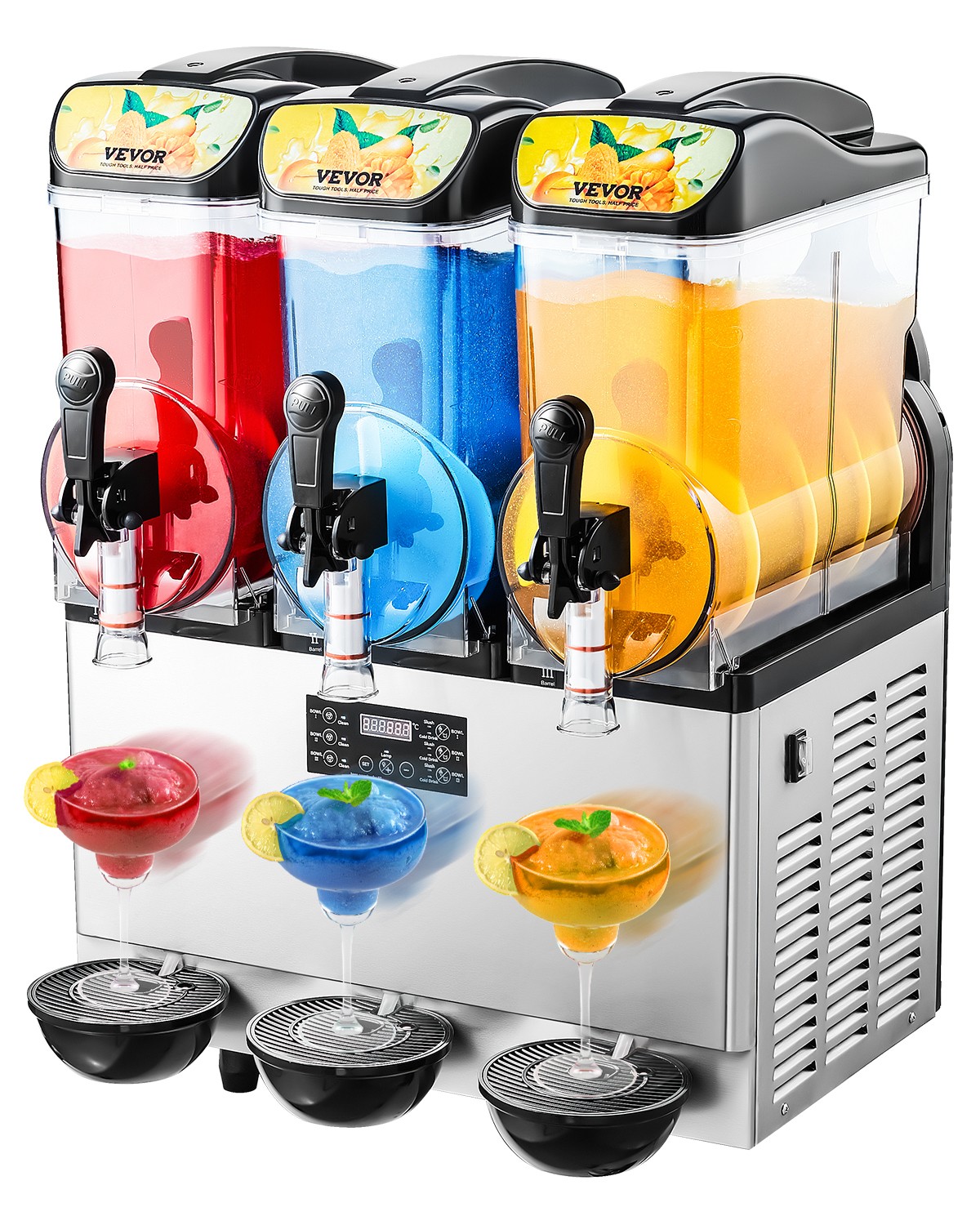 VEVOR Commercial Slushy Machine 15Lx3 Tank Margarita Smoothie Frozen Drink Maker
