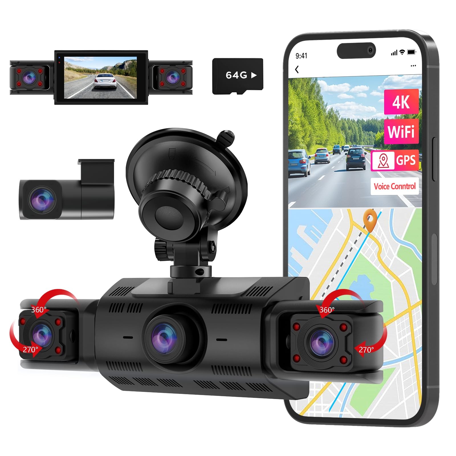 CATCATCH 4 Channel Dash Cam 360° View,4K Front and Rear Dash Camera for Cars,...