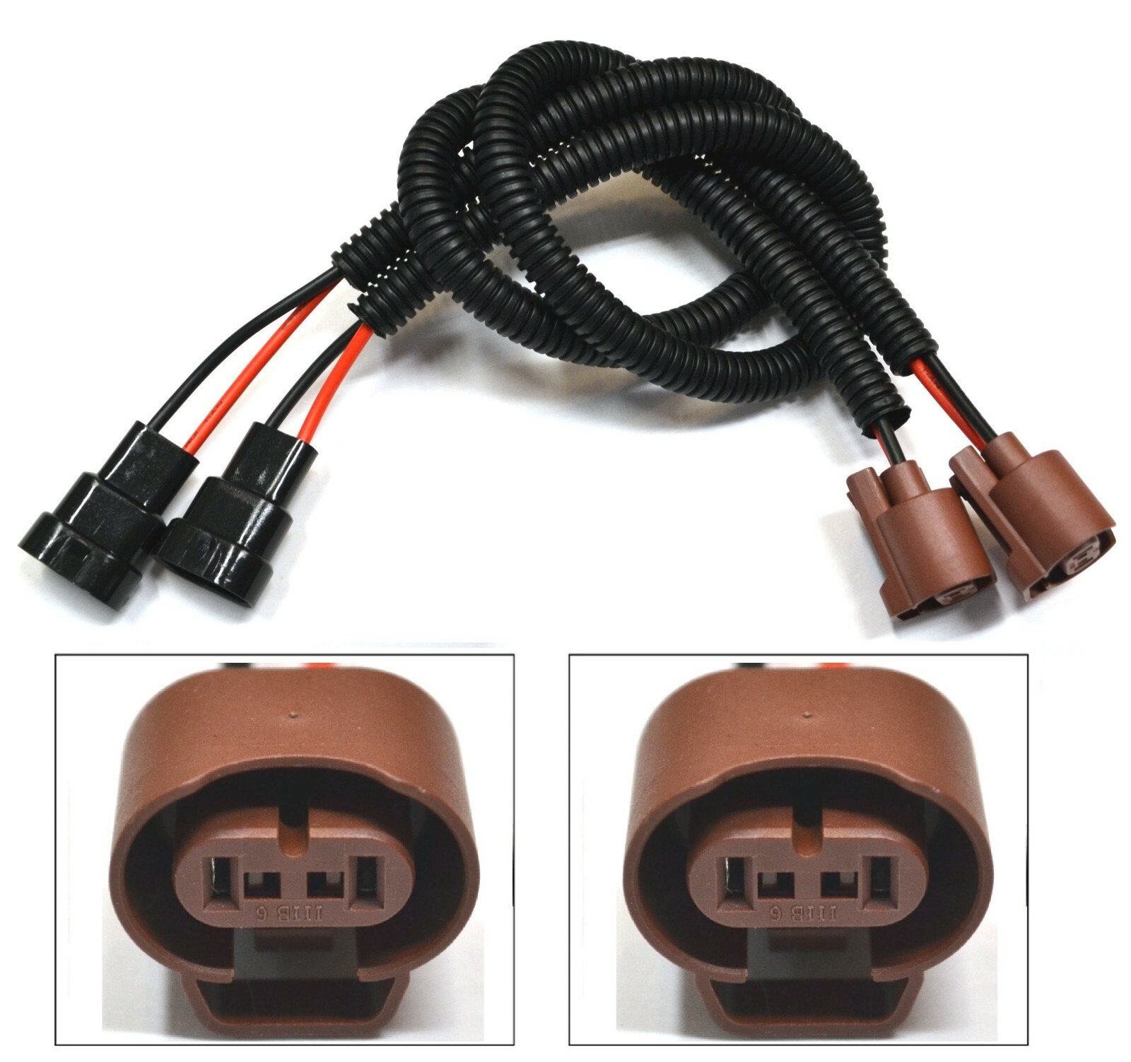 Extension Wire U 9006 HB4 Two Harness Fog Light Bulb Connector Socket Halogen