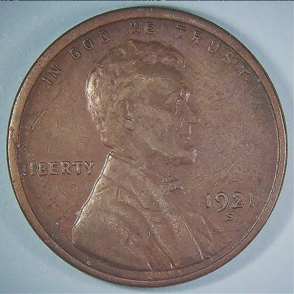 1921 S - Lincoln Wheat Penny ~ Obverse Lamination Error & Low Mintage