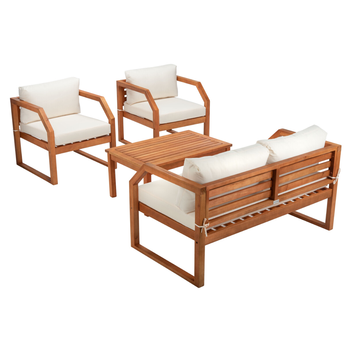 SAFAVIEH Outdoor Collection Dren 4-Piece Living Set | Natural/Beige |