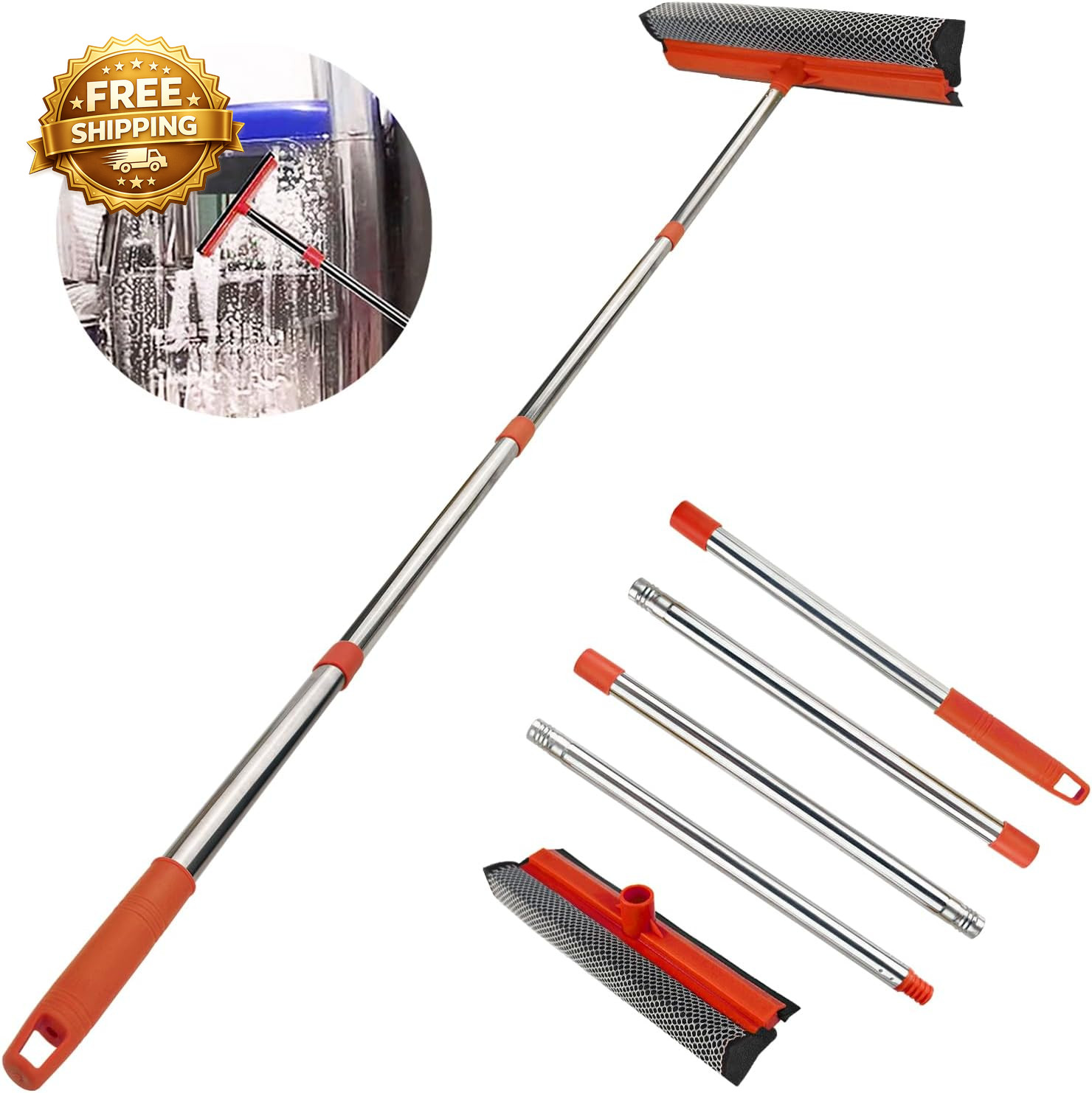Window Squeegee for Window Cleaning  Squeegee Window Cleaner Tool 2 in 1 Car