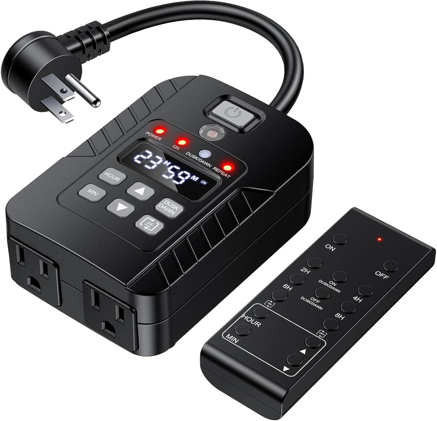 Outdoor Remote Control Outlet, ELECTOP Timer with Countdown & Black