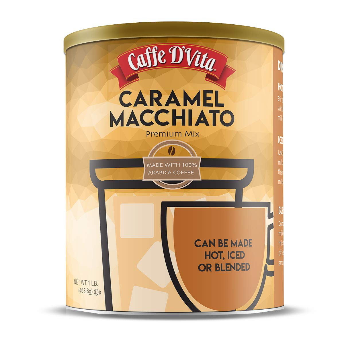 Caramel Macchiato - Instant Coffee Powder Mix for Lattes, Gluten Free, No Choles