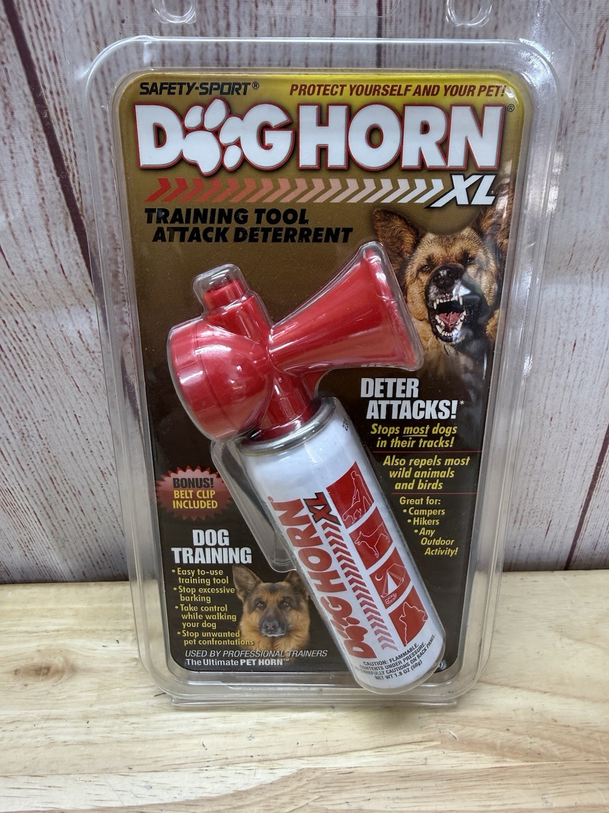 Safety Sport Dog Air Horn XL Training Tool Attack Deterrent Belt Clip NIP